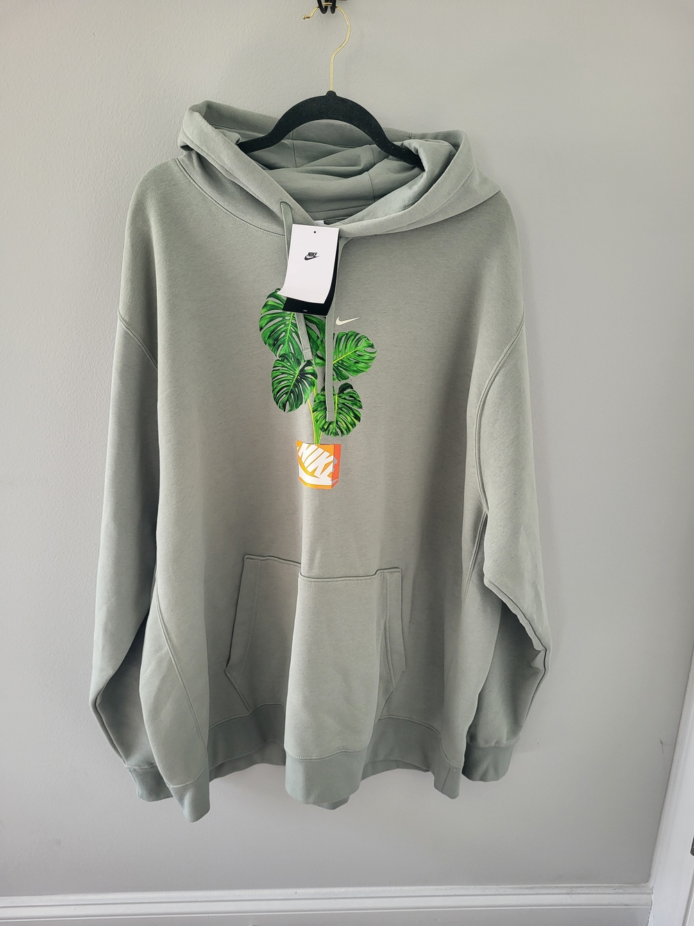 Nike Sage Green Hoodie with Plant Graphic